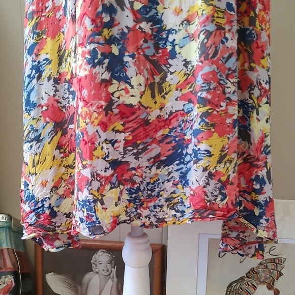 Janet Paris Colorful Rosette Asymmetrical Sundress with Scoop Neck Medium - Picture 4 of 8